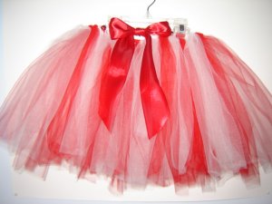 Red & White PIXIE TUTU w/matching hair bow