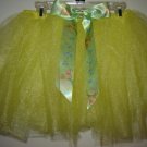 Tutu-Yellow Shimmer with Tinkerbell Ribbon w/matching hair bow