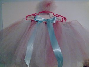 Pixie Tutu- Pink, Blue, White w/matching hairbow