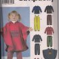Toddlers Separates for Winter Simplicity 5807 Sz.1/2-4, poncho, jacket, overalls