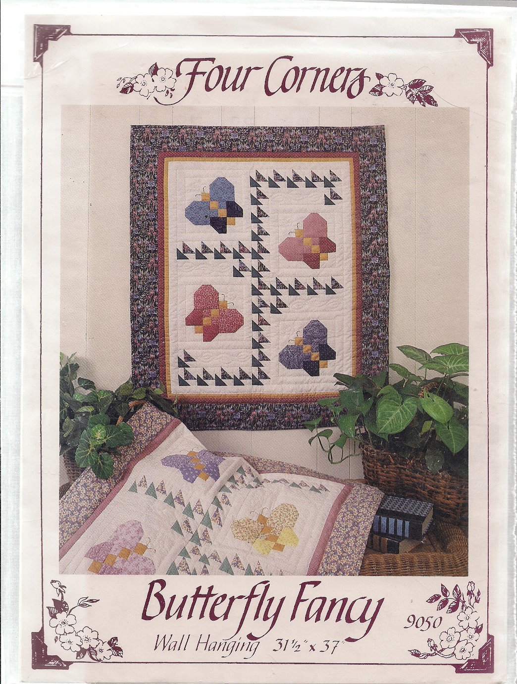 Butterfly Quilted Wall Hanging Pattern 4 Corners No. 9050