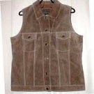 Tailored Heavy Brown Suede Vest with Collar-New