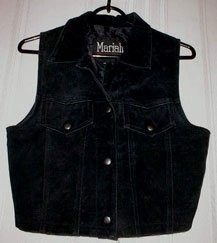 Black Suede Vest with Collar & Pockets