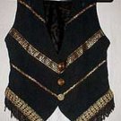 Renaissance Fabric Fringed Vest with Gold Trim
