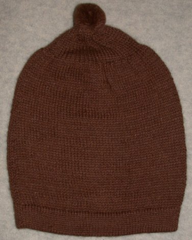 Alpaca Ski Stocking Cap Hypo-Allergenic Adult M/L Dark Brown Handmade in Peru