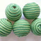 Cotton Wrapped Bead - Green & Yellow Lime 24mm (CT126)