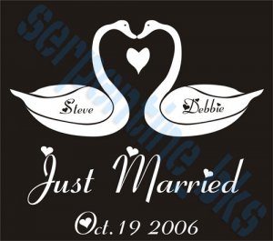 Custom Just Married Vinyl Decal w/ Names & Date
