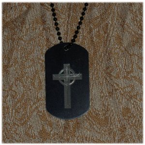 Cross #2 Engraved Dog Tag w/ chain Many Color Options