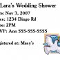 20 Personailized Wedding Shower Invitations w Envelopes