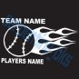 Custom Sports Flame Baseball Vinyl Decal Team & Player