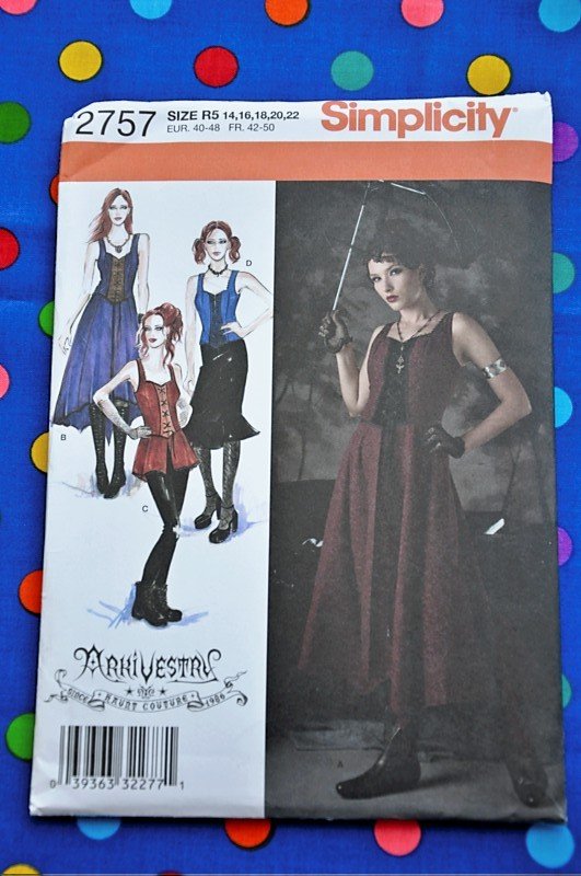 Simplicity 2757 Halloween Costume Sewing Pattern ArkiVestry Goth Size ...