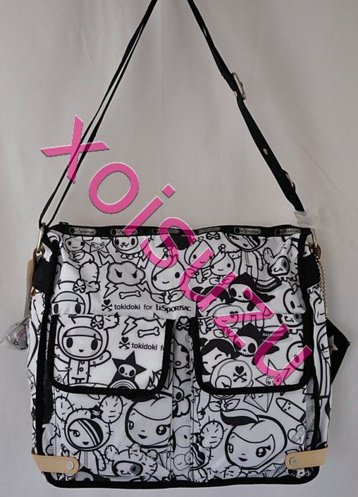 NEW Tokidoki Lesportsac Campeggio Tutti shoulder messenger bag purse black white