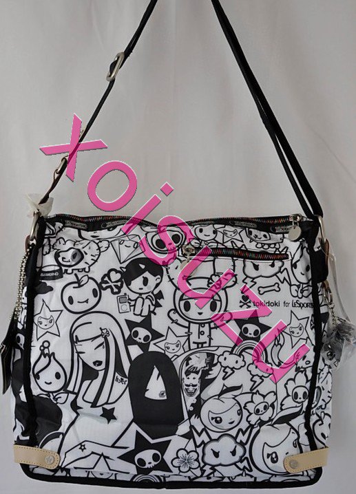 NEW Tokidoki Lesportsac Campeggio Tutti shoulder messenger bag purse black white
