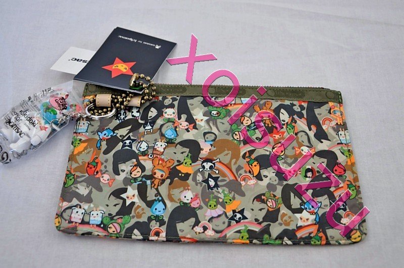 Lesportsac Tokidoki Caramella camo playground olive pouch bag