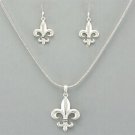 Silver Fleur de Lis Necklace Set