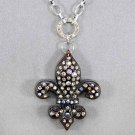 Brown Fleur de Lis Necklace