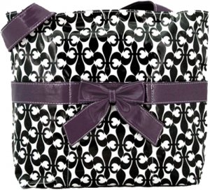 Fleur de Lis with Bow Diaper Bag