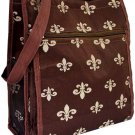BROWN & BEIGE FLEUR DE LIS SHOPPER