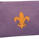Purple and Gold Fleur de Lis Jute Cosmetic Bag