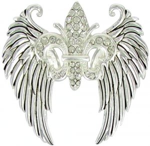 Winged Fleur de Lis Pendant with Crystal Accents
