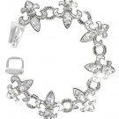 Hammered Silvertone Fleur de Lis Toggle Bracelet