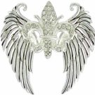 Winged Fleur de Lis Pendant with Crystal Accents