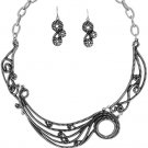 Unique Zipper Textured Swirls Necklace and Earring Set!