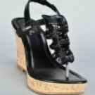 Black Ruffle Wedge - Size 7