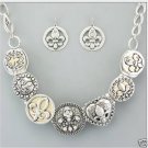 Fleur De Lis Dual Tone Necklace and Earring SET