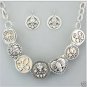 Fleur De Lis Dual Tone Necklace and Earring SET