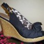 Qupid Satin Wedge Sandal- Size 6
