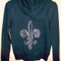 Fleur de Lis Long Sleeve Cotton Hoodie - Size Small