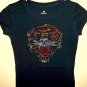 Rhinestone Tiger Short Sleeve V-Neck T - Size Medium
