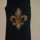 Size Small - Black and Gold Fleur de Lis Tank Top