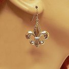GOLD FLEUR-DE-LIS EARRINGS EDGED WITH SCROLLWORK