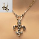 GOLD FLEUR-DE-LIS EARRINGS EDGED WITH SCROLLWORK
