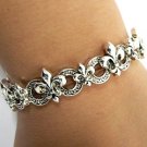ANTIQUE SILVER PLATED FLEUR-DE-LIS BRACELET