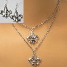 2 ROW FLEUR-DE-LIS NECKLACE SET