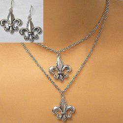 2 ROW FLEUR-DE-LIS NECKLACE SET