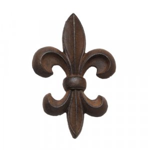 Cast Iron Fleur de Lis Wall Decor - Brown 7"