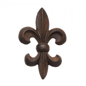 Cast Iron Fleur de Lis Wall Decor - Brown 9"