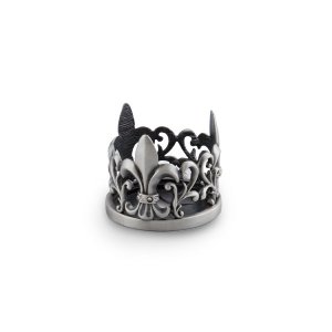Fleur de Lis Antique Pewter Tea Light Holder