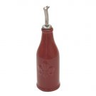 Fleur de Lis Ceramic Oil Bottle - CRANBERRY