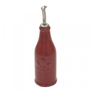 Fleur de Lis Ceramic Oil Bottle - CRANBERRY