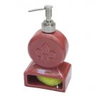Cranberry Colored Fleur de Lis Soap Pump/Scrubby Holder