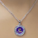 LSU NECKLACE WITH ROUND CRYSTAL PENDANT