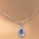LSU NECKLACE WITH TEAR DROP AND CRYSTAL PENDANT