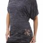Size X Large Rhinestone Fleur de Lis Short Sleeve Burnout Tunic