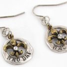 Burnt Gold Two-Tone "Who Dat" Fleur de Lis Earrings