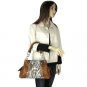 Croco and Zebra Fleur de Lis Satchel - BROWN